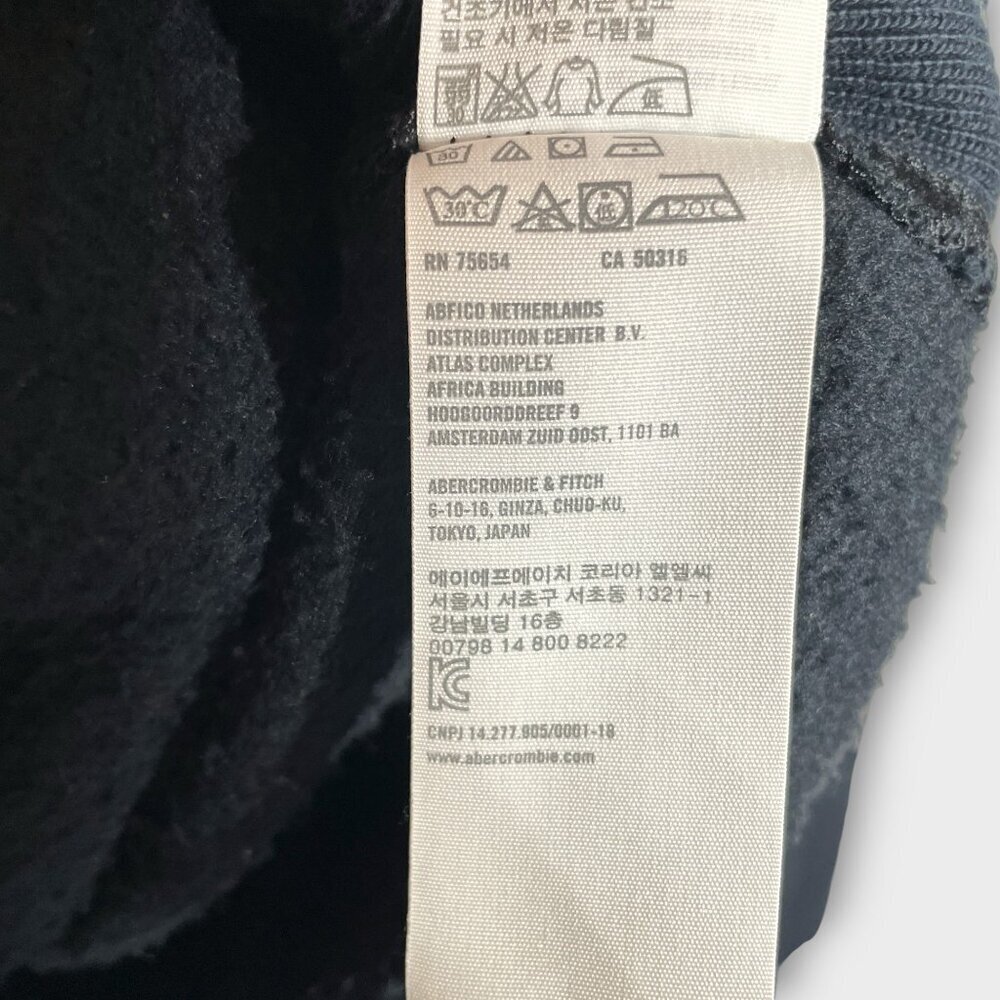 Abercrombie & Fitch Hoodie MEDIUM Dark Blue Mock Neck Pockets EUC - Picture 6 of 7
